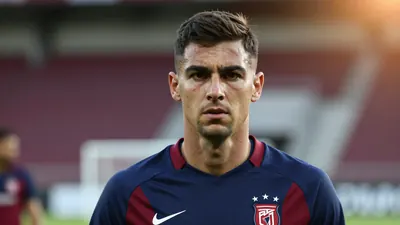 A determined, rugged, 30-year-old Sirius midfielder, in a navy and claret training top, intense eyes locked forward...